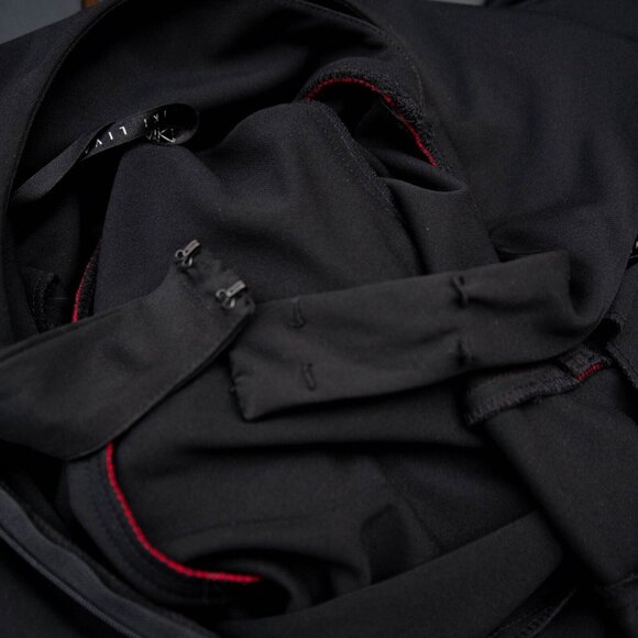 Vtg Niki Tango Dress 10 Halter Ruffled Tiered Hi Lo Black Red Salsa Ballroom USA - Picture 8 of 8